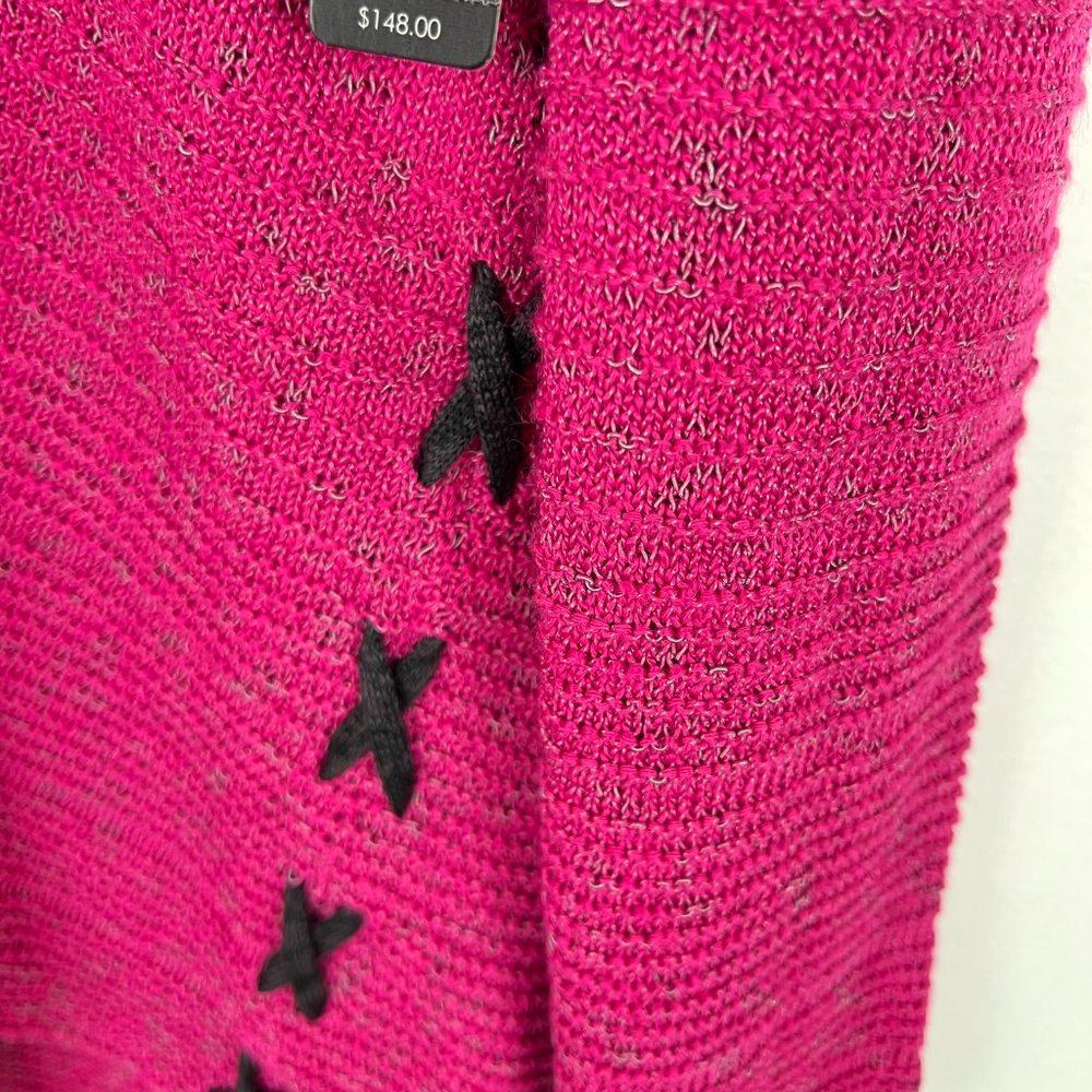 NWT NIC+ZOE Crossstitch Sweater Pink Lace Up Size Medium M NEW - Picture 8 of 13